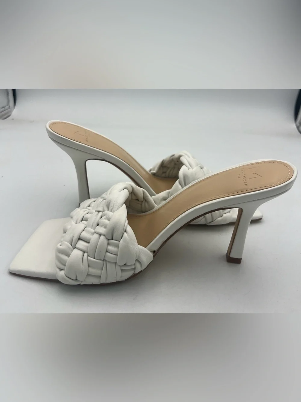 MARC FISHER LTD Draya Slide Sandal Leather Upper Textured Braided Women’s Size 8